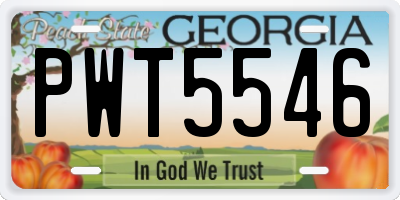 GA license plate PWT5546