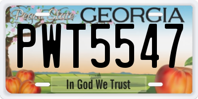 GA license plate PWT5547