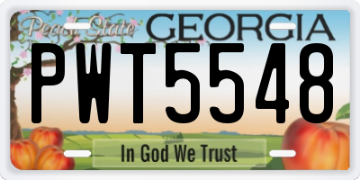GA license plate PWT5548