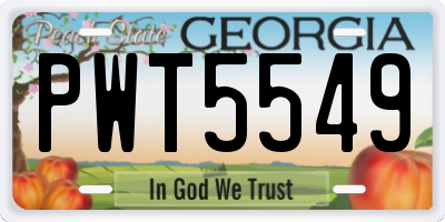 GA license plate PWT5549