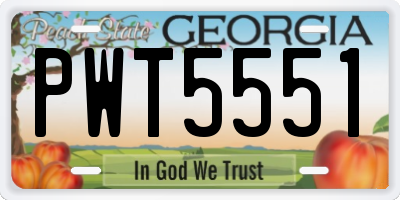 GA license plate PWT5551