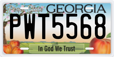 GA license plate PWT5568