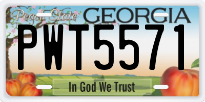GA license plate PWT5571