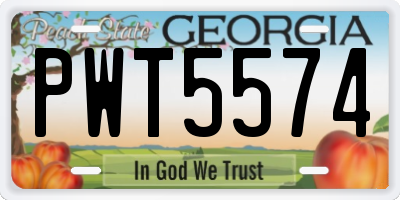 GA license plate PWT5574