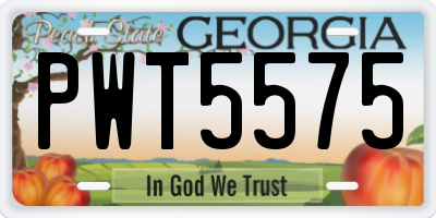 GA license plate PWT5575