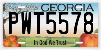 GA license plate PWT5578