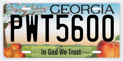 GA license plate PWT5600