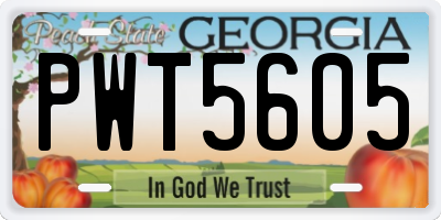 GA license plate PWT5605