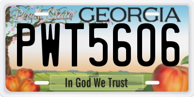 GA license plate PWT5606