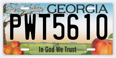 GA license plate PWT5610