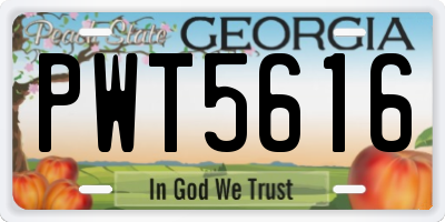 GA license plate PWT5616