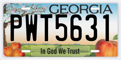 GA license plate PWT5631