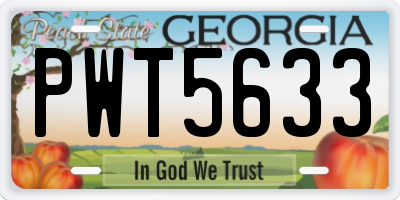 GA license plate PWT5633