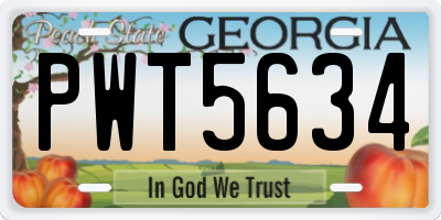 GA license plate PWT5634