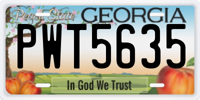 GA license plate PWT5635