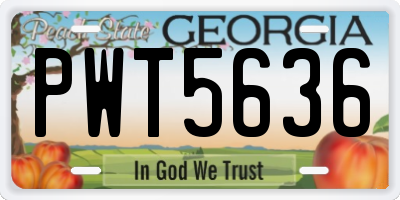 GA license plate PWT5636