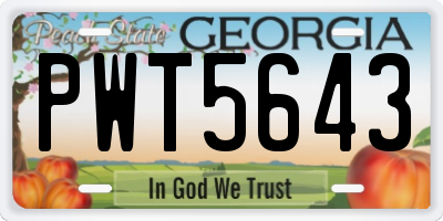 GA license plate PWT5643