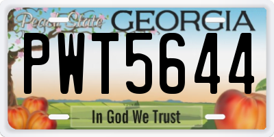 GA license plate PWT5644