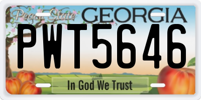 GA license plate PWT5646
