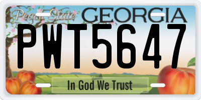 GA license plate PWT5647