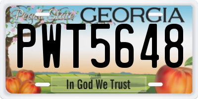 GA license plate PWT5648