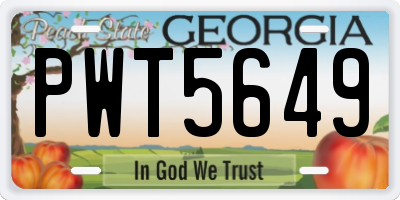 GA license plate PWT5649