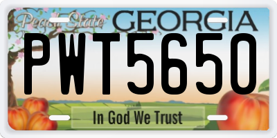 GA license plate PWT5650