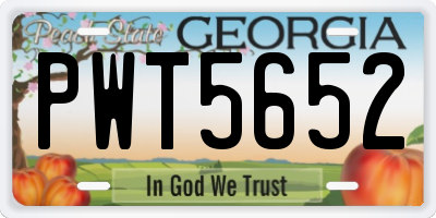 GA license plate PWT5652