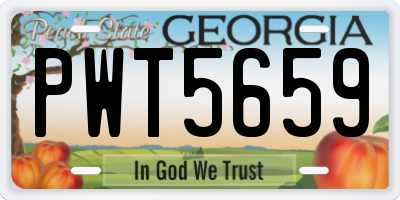 GA license plate PWT5659