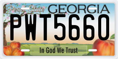 GA license plate PWT5660