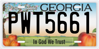 GA license plate PWT5661
