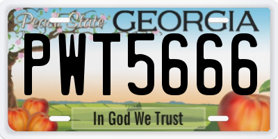 GA license plate PWT5666