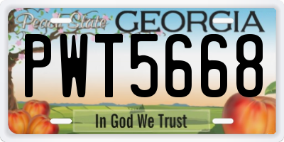 GA license plate PWT5668