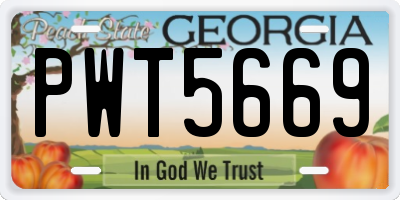 GA license plate PWT5669