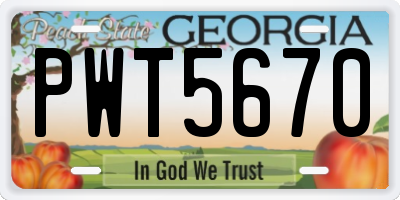 GA license plate PWT5670