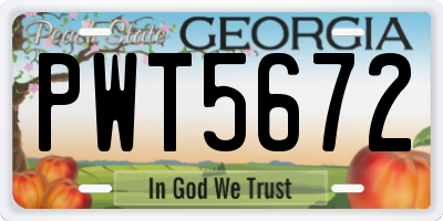 GA license plate PWT5672