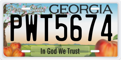 GA license plate PWT5674