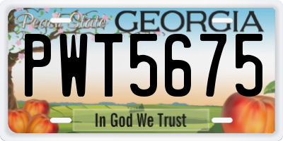 GA license plate PWT5675