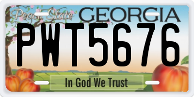GA license plate PWT5676