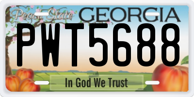 GA license plate PWT5688