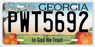 GA license plate PWT5692