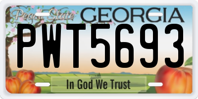 GA license plate PWT5693