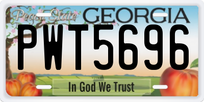 GA license plate PWT5696