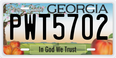 GA license plate PWT5702