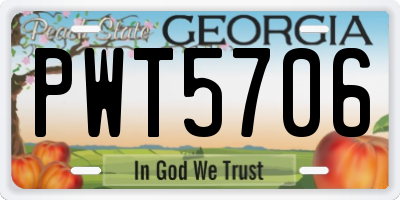 GA license plate PWT5706