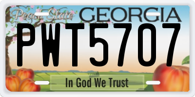 GA license plate PWT5707