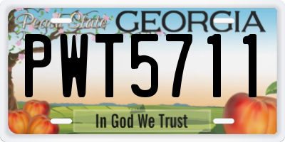 GA license plate PWT5711