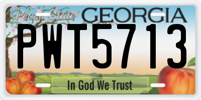 GA license plate PWT5713