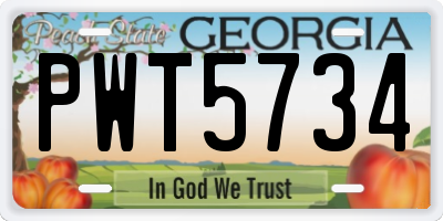 GA license plate PWT5734