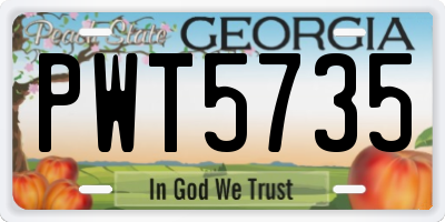 GA license plate PWT5735